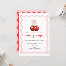 さくらんぼオントップコケットピンクボウガールベビーシャワー