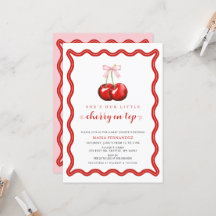 さくらんぼオントップコケットピンクボウガールベビーシャワー