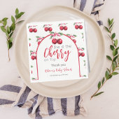 さくらんぼオントップコケットピンクボウベビーシャワー スタンダードランチョンナプキン