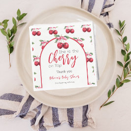 さくらんぼオントップコケットピンクボウベビーシャワー スタンダードランチョンナプキン