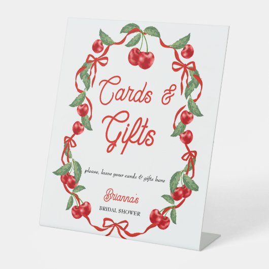 さくらんぼオントップコケットブライダルシャワーギフトサイン 台座サイン (正面)