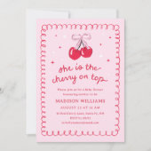 さくらんぼオントップコケットベビーシャワー 招待状 (正面)