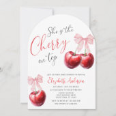 さくらんぼオントップコケットベビーシャワー 招待状 (正面)