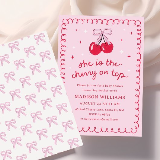 さくらんぼオントップコケットベビーシャワー 招待状