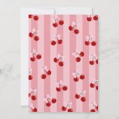 さくらんぼオントップコケットボウピンクの女の子ベビーシャワー 招待状 (裏面)