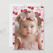 さくらんぼオントップコケットボウピンクガール誕生日 招待状 (裏面)