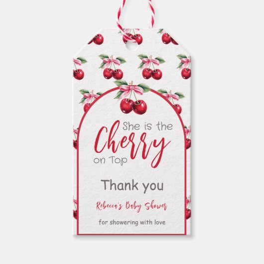 さくらんぼオントップコケットボウベイビーシャワー特典 ギフトタグ (正面)