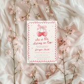 さくらんぼオントップコケット弓手引きベビーシャワー 招待状