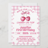 さくらんぼオントップコケット1st誕生日パーティー 招待状 (正面)