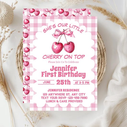 さくらんぼオントップコケット1st誕生日パーティー 招待状