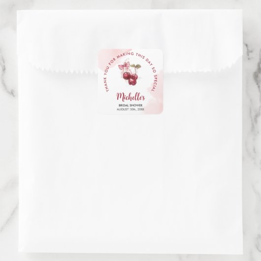 さくらんぼオントップサンキューサマーブライダルシャワー スクエアシール (バッグ)