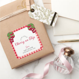 さくらんぼオントップジンガムプレイド秋ベビーシャワー スクエアシール