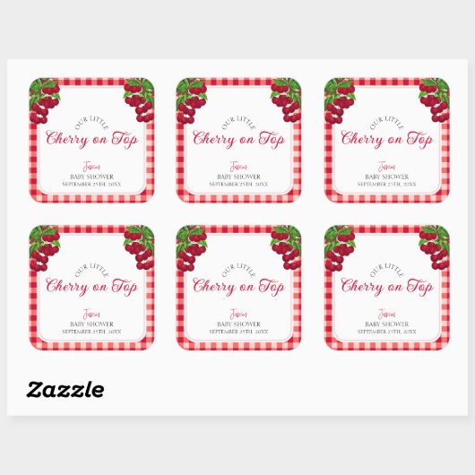 さくらんぼオントップジンガムプレイド秋ベビーシャワー スクエアシール (シート)
