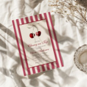 さくらんぼオントップストライプのブライダルシャワー 招待状