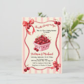 さくらんぼオントップバウ赤ちゃんシャワー 招待状 (スタンド正面)