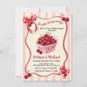 さくらんぼオントップバウ赤ちゃんシャワー 招待状 (正面)