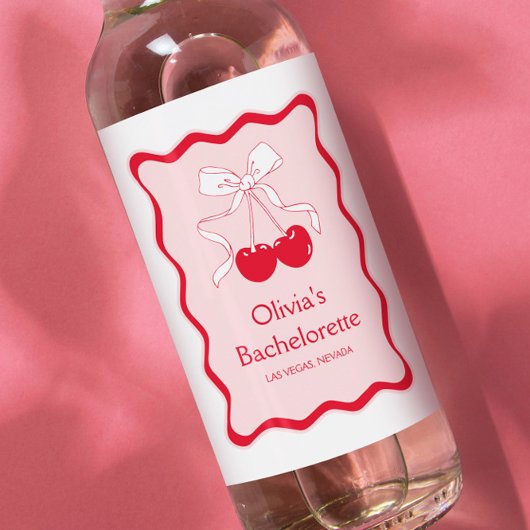 さくらんぼオントップバチェロレッテミニシャンパン ワインラベル