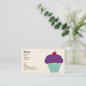 さくらんぼオントップパープルつや消しバニラカップケーキ 名刺 (スタンド正面)