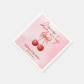 さくらんぼオントップピンクガールベビーシャワー スタンダードカクテルナプキン (角)
