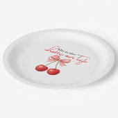 さくらんぼオントップピンクガールベビーシャワー ペーパープレート (アングル)