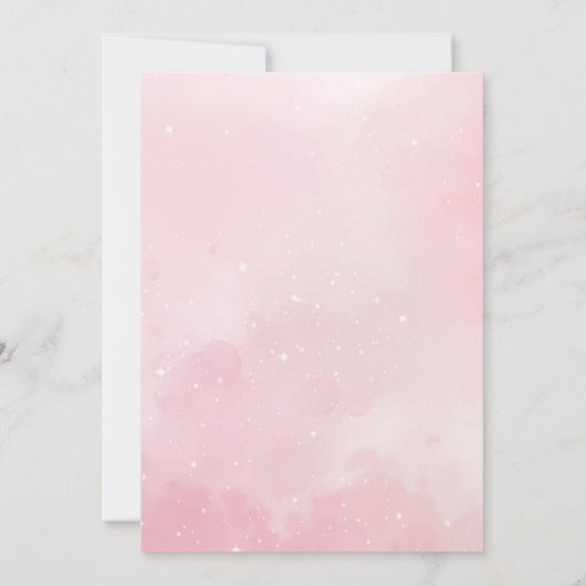 さくらんぼオントップピンクガールミニマリストベビーシャワー 招待状 (裏面)