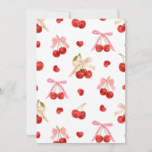さくらんぼオントップピンクボウガール誕生日招待状 招待状 (裏面)