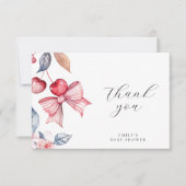 さくらんぼオントップピンクボウコケットベビーシャワー サンキューカード (正面)