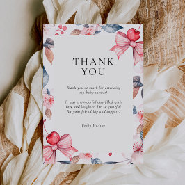 さくらんぼオントップピンクボウコケットベビーシャワー サンキューカード