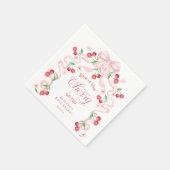 さくらんぼオントップピンクボウコケットベビーシャワー スタンダードカクテルナプキン (角)