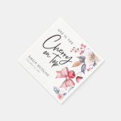 さくらんぼオントップピンクボウコケットベビーシャワー スタンダードカクテルナプキン (角)