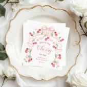 さくらんぼオントップピンクボウコケットベビーシャワー スタンダードカクテルナプキン