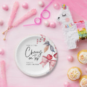 さくらんぼオントップピンクボウコケットベビーシャワー ペーパープレート (パーティー)