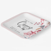 さくらんぼオントップピンクボウコケットベビーシャワー ペーパープレート (傾斜あり)