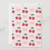 さくらんぼオントップピンクボウコケットベビーシャワー 招待状 (裏面)