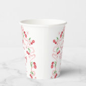 さくらんぼオントップピンクボウコケットベビーシャワー 紙コップ (右)