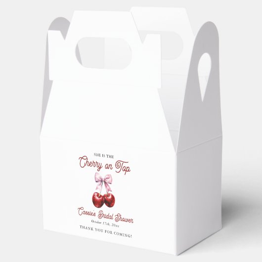 さくらんぼオントップピンクボウブライダルシャワーありがとう フェイバーボックス (オープン)
