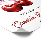 さくらんぼオントップピンクボウブライダルシャワーウェルカムサイン ポスター (角)