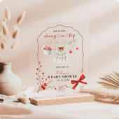 さくらんぼオントップピンクボウベビーガールシャワーウェルカム アクリルサイン