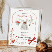 さくらんぼオントップピンクボウベビーガールシャワーウェルカム ポスター