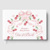 さくらんぼオントップピンクボウベビーシャワー ゲストブック (正面)