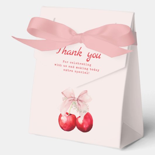 さくらんぼオントップピンクボウベビーシャワー フェイバーボックス (正面)