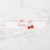 さくらんぼオントップピンクボウベビーシャワー ペットボトルラベル (シングルラベル)