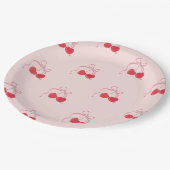 さくらんぼオントップピンクボウベビーシャワー ペーパープレート (アングル)