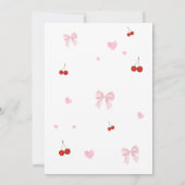 さくらんぼオントップピンクボウベビーシャワー 招待状 (裏面)