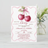 さくらんぼオントップピンクボウベビーシャワー 招待状 (スタンド正面)