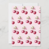 さくらんぼオントップピンクボウベビーシャワー 招待状 (裏面)