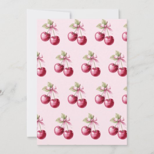 さくらんぼオントップピンクボウベビーシャワー 招待状 (裏面)