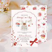 さくらんぼオントップピンクボウベビーシャワー 招待状