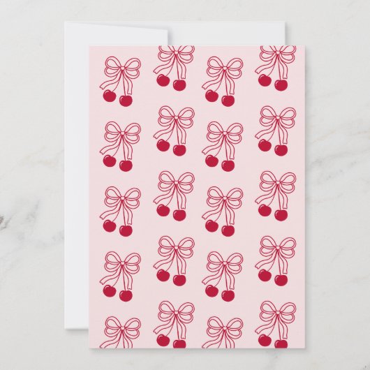 さくらんぼオントップピンクボウベビーシャワー 招待状 (裏面)
