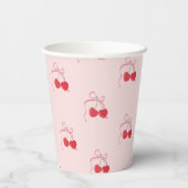 さくらんぼオントップピンクボウベビーシャワー 紙コップ (裏面)